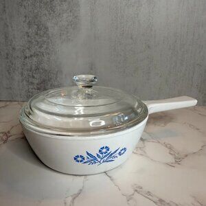 Vintage Corning Ware Blue Cornflower P-81-B 1 Pint Saucepan with Pyrex Lid 81C